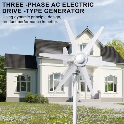 hatleues Wind Generators for Home Use 800W 24V Windmill Generator Kit with 6-Blade Wind Turbines Generator Kit, Electromagnetic Electricity Producer Equipment,Suit for RV, Home White