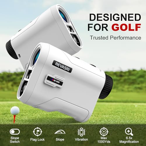 REVASRI Golf Rangefinder with Slope and Pin Lock Vibration, External Slope Switch for Golf Tournament Legal, Rangefinders with Rechargeable Battery 1000YDS Laser Range Finder