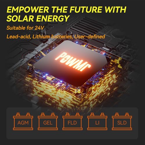 PowMr Solar Inverter 3000W 24V to 110/120V AC, Off Grid Pure Sine Wave Power Inverter Max.PV Input 4000W 450V 13A, Built-in 80A MPPT Controller, Peak Power 6000VA, for 24V Lead-Acid & Lithium Battery