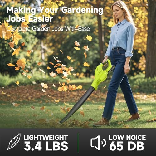 Leaf Blower Cordless with 2X 4.0Ah Batteries and Charger, 150MPH/180CFM Lightweight Cordless Blower, 3 Speeds Small Electric Leaf Blowers for Lawn Care, Patio, Yard, Leaves, Grass and Snow