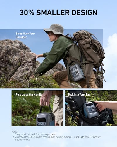 Anker SOLIX C300 DC Power Bank Station and 60W Solar Panel, 288Wh Portable Power Station, LiFePO4 Battery, 300W Solar Generator, for Outdoor, Camping, Traveling, and Emergencies