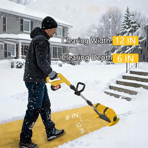 Electric Snow Shovel Compatible with Dewalt 20V Battery, 12 inch Electric Snow Blower, Foldable Lightweight Snow Blower Cordless, 20 ft Throwing Distance Power Snow Removal (No Battery)