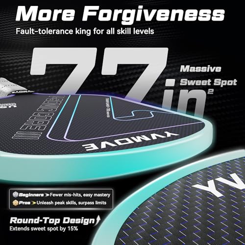 Pickleball Paddles for Advanced Players | Control & Power | Ti-Carbon Hybrid Face | V-Sonic III Kinetic Core 16MM | Large Sweet Spot | Mid-Weight | Extended Grip | USAPA (Purple)