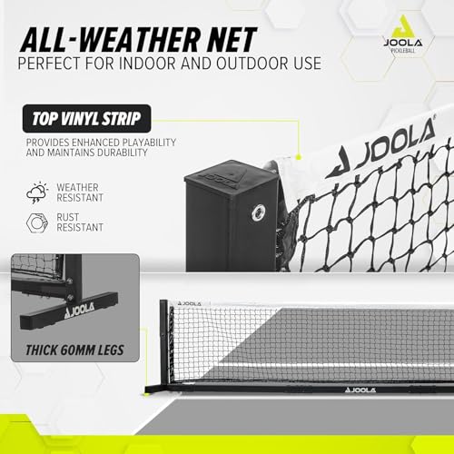 JOOLA Pro Pickleball Net - Heavy Duty Tournament Grade for Outside & Indoor Pickleball Courts - Regulation Height & Length - Stationary Pickle Ball Net with Steel Cable