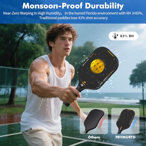 Pbvmurtg Carbon Fiber Pickleball Paddles, Thermoformed T7003K Raw Carbon Textured Pickleball Racket USAPA Approved Paddle –16mm Roar-Powered Core, Designed for Ultimate Spin,Power, Control& Balance.