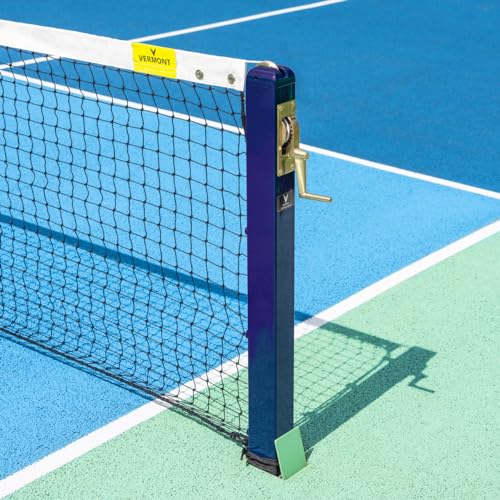 Vermont Pickleball Posts [Regulation Size] - Round or Square Posts, Optional Ground Sockets | Green, Black or Blue | For Hard or Grass Surfaces | POSTS ONLY (Square, Blue, Without Ground Sockets)