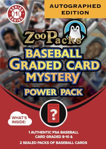 PSA Baseball Autographed Graded Card Mystery Pack | Contains 1 PSA Autographed Graded MLB Card and 2 Sealed Packs of Baseball Cards | by Zoo Packs