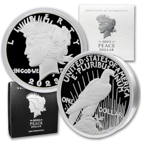 2023 American Silver Peace Proof Dollar Coin with Official Government Packaging and Certificate of Authenticity $1 PR