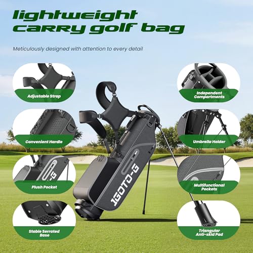 1GoTo-G 7 Pieces Golf Clubs Set for Men - Complete Mens Golf Clubs Full Set Left Handed Includes Stand Bag with Rain Hood, 1# Driver, 5# Hybrid, 7# PW# Irons and Putter