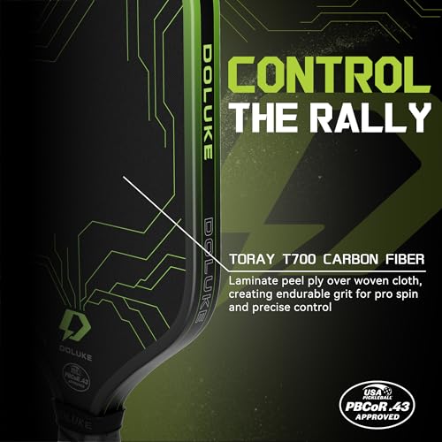 Doluke Pickleball Paddles, Featured with Toray T700 Carbon Fiber Surface and 16mm Gen3 Hybrid Polymer-Foam Core, Designed for Balanced Power and Precise Control, USAP Approved