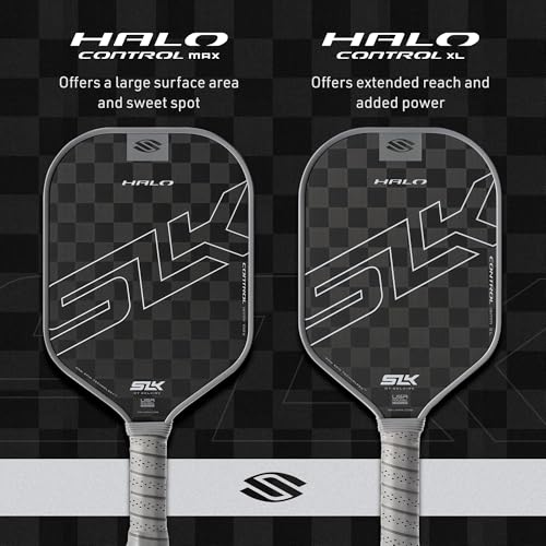 Selkirk Sport SLK Halo Control XL Pickleball Paddle | Carbon Fiber Pickleball Paddles with a Rev-Core Power Polymer Core | Designed for Ultimate Spin & Power | Gray