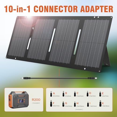 Portable Solar Generator, 300W Portable Power Station with Foldable 60W Solar Panel,110V Pure Sine Wave 280Wh Battery Power Pack with USB DC AC Outlet for Camping Smart Devices RV Van Outdoor-Orange