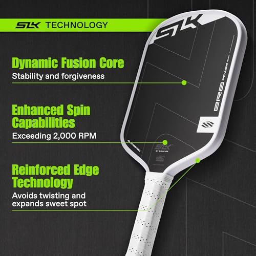 Selkirk Sport SLK ERA Power Pickleball Paddle | Carbon Fiber & Fiberglass Hybrid Face for Power, Spin & Control | Dynamic Fusion Core | Professional Pickleball Paddles | Elongated White