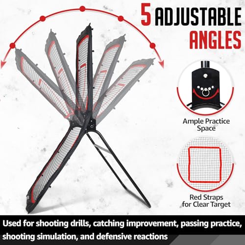 ZEALFEEL Lacrosse Rebounder, 4x7FT Volleyball Rebounder for Backyard with 5 Rebound Angles, Target Strip, Lacrosse Rebound Net Perfect for Lax Baseball Volleyball & Soccer Practice
