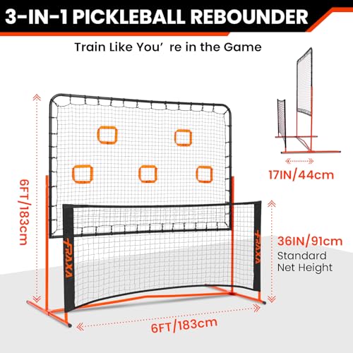 Fraxa Pickleball Rebounder Training Equipment - Pickleball Net for Solo Practice Drives Dinks Volley Accuracy - Portable for Outdoor Driveway Backyard Indoor Garage