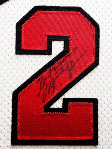 Michael Jordan Autographed Framed Nike Jersey Chicago Bulls "Best Wishes" JSA #YY39497 - Autographed NBA Jerseys