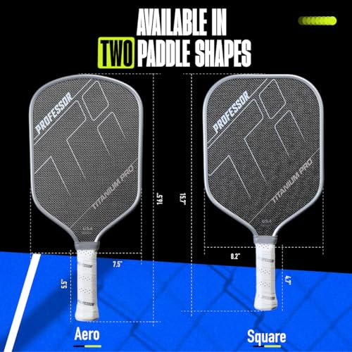 Professor Titanium Pro Square Pickleball Paddle - Designed with Titanium Carbon Fiber Weave Surface - 16MM Foam Injected Thermoformed Core