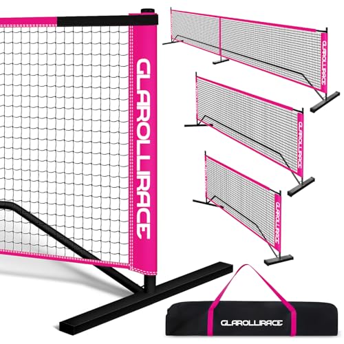 Glarollirace 3-in-1 Portable Pickleball Net Set, with Regulation Size 22 FT | 10 FT | 4 FT PE Nets + Metal Frames, Pickle Ball Net System for All Weather Condition and Windproof, Indoor and Outdoor