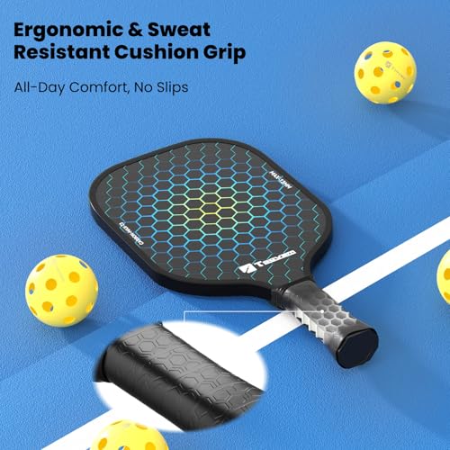 Toovem Carbon Fiber Pickleball Paddles – Lightweight 2 Sets T300 / 1 Set T700 Pickleball Paddle Carbon Fiber Racket, Pickle Ball Paddles Gifts with Bag & 4 Balls, for Beginner to Advanced Players