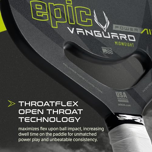 Selkirk Sport Vanguard Power Air Pickleball Paddles | Carbon Fiber Pickleball Paddle | 360 Proto Molding & Flexfoam Perimeter | Designed for Ultimate Power & Control | Epic | Shadow Gray