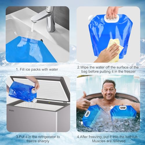 4 PCS Ice Bath Bags, Reusable Bathtub Freezer Water Bag, 5L Cold Plunge Tub Accessories, Ice Baths at Home, Muscle Recovery for Athletes, Portable Ice Barrel Cold Therapy