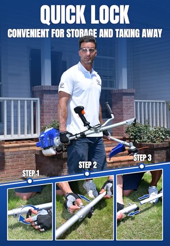 WILD BADGER POWER 52cc Weed Wacker Gas Powered, 3 in 1 String Trimmer/Edger 18’’ with 10’’ Brush Cutter,Rubber Handle & Shoulder Strap Included