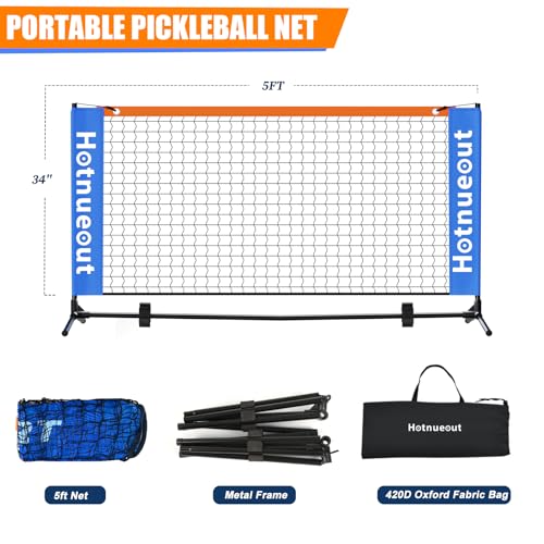 Hotnueout 5FT Small Mini Pickleball Net - Quick Setup Indoor/Outdoor Portable Practice Net, Net Small Equipment Training Net