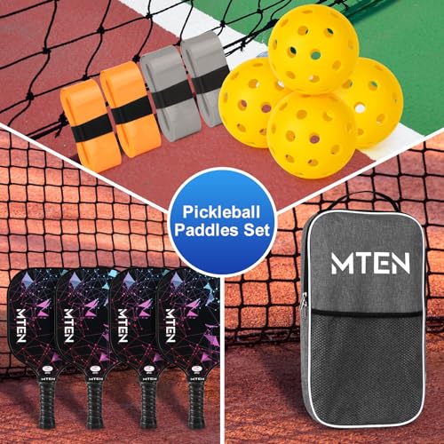 Pickleball Paddles, USAPA Approved Pickleball Paddles Set of 4, Pickleball Set with 4 Pickleball Rackets, Portable Carry Bag, 4 Grip Tapes, Pickle Ball Paddle Set for Men Women