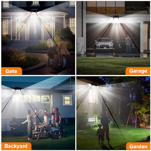 MIHANI Solar Lights Outdoor, Quick Charge Solar Motion Deck Lights Outdoor for Deck with High Brightness, Larger Built-in Tempered Glass Panel, Sensitive PIR Motion Inductor (Remote,2 Pack)