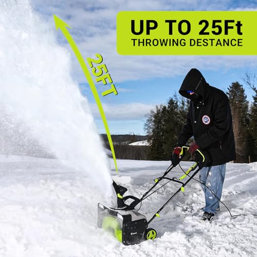 Corded Snow Blower:15A Motor, 20-Inch Electric Snow Blower, Electric Snow Shovel with 25ft Throwing Distance, Dual LED Lights, 3300rpm Snow Thrower DEKOPRO