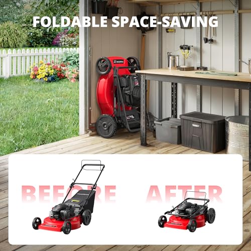 PowerSmart 22-Inch Gas Lawn Mower, 150cc B&S Engine, Self-Propelled, 3-in-1 Mulching System, 6 Cutting Heights, Rear-Wheel Drive, Durable Steel Deck