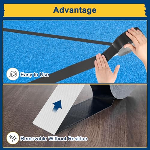 M METERXITY Pickleball Court Tape, 2Inch x 230Ft Outdoor Pickleball Lines, No Residue Court Marking Kit for Temporary/Gym/Tennis/Driveway/Badminton/Backyard/Sport [Black]