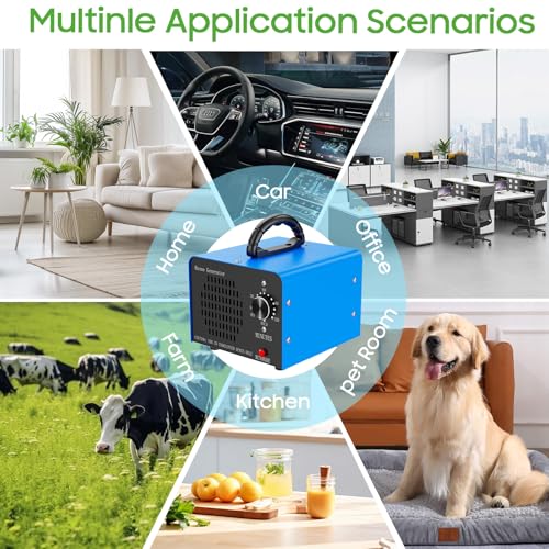 Amgwhhoo Ozone Generator Machine160,000mg/h, High Capacity Ozone Odor Eliminator Removal Air Purifier for Home Car Pet & Basement Odor, Suitable for Spaces up to 7,000 Square Feet, Blue