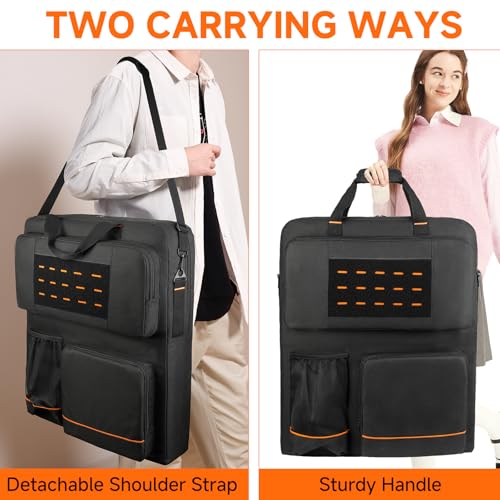 MRINCA Solar Panel Storage Bag - Padded Carrying Case Compatible with Jackery SolarSaga 100/100X/200W & Anker Solix PS100/PS200, Travel Bag with Shoulder Strap & Multi-Pockets, Black