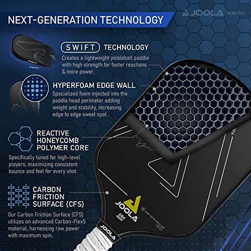 JOOLA Ben Johns Hyperion CFS Swift Pickleball Paddle - USAPA Approved for Tournament Play - Carbon Fiber Pickle Ball Racket - Maximum Speed with High Grit & Spin