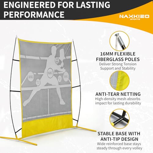 NaxKizo 2026 Upgraded Pickleball Practice Rebounder Net, 6FT Pickleball Training Equipment with Metal Frame, Pickle Ball Rebounder for Outdoor Indoor, Pickle Ball Trainer for Dink Volley Training