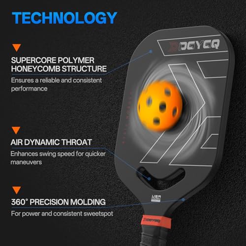 DGYGQ Pickleball Paddles, Carbon Fiber Pickleball Paddle with Polypropylene Honeycomb Core, Increased Power for Ultimate Spin & Consistency