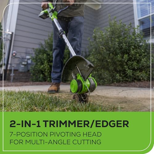 Greenworks 24V Cordless String Trimmer/Edger (Gen 2), 12" Cutting Width, Ultra-Light 6 lbs Design, with 2.0Ah Battery & Charger Included