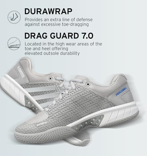 K-Swiss Women’s Express Light Pickleball Shoes – Lightweight Breathable Court Shoe, Stable Support, Durable Toe Protection, Highrise/White, 9 W