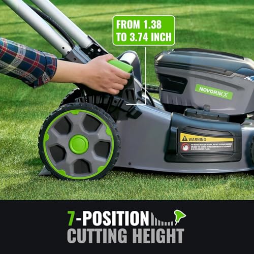 NovorikX 60V Self-Propelled Lawn Mower 21-Inch, Brushless Cordless Mower for Large Yards, Electric with LED Headlight, 2X5.0Ah Battery & Rapid Charger