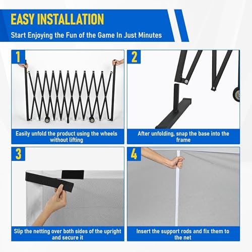Inracity Retractable Pickleball Net with Wheels, Portable Pickleball Net Indoor/Outdoor with Heavy-Duty Metal Frame, Free Assembly, 22FT Pickle Ball Nets with Carry Bag for Driveway Backyards Garages