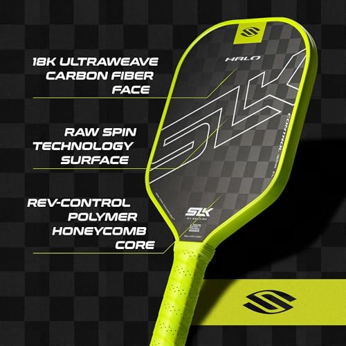 Selkirk Sport SLK Halo Control XL Pickleball Paddle | Carbon Fiber Pickleball Paddles with a Rev-Core Power Polymer Core | Designed for Ultimate Spin & Power | Green