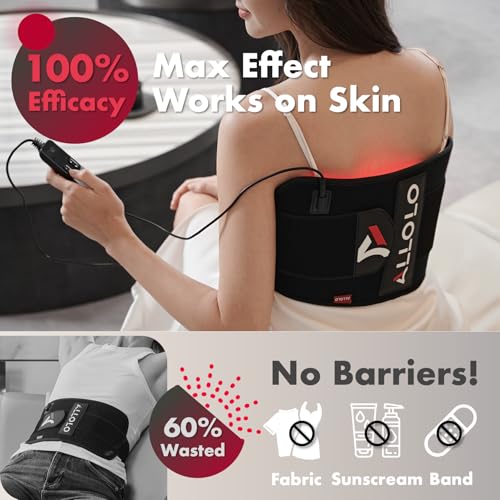 ALLOLO Red Light Therapy for Body, 16.7"*7.9" 660nm & 850nm Infrared Red Light Therapy Belt with Pulse for Back Waist, 3-in-1 LED Bead with Controller Timer, Gift for Women Men