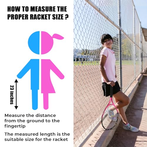 AMA SPORT Kids Tennis Racket for Junior Toddlers Starter Kit 17-25" for Girl Pink and Boy Yellow with 420D Nylon Shoulder Strap Bag, Graffiti Pink 23"