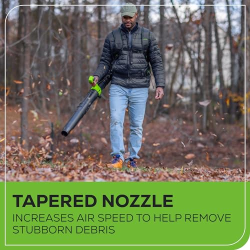 Greenworks 80V (750 CFM / 180 MPH) Brushless Backpack Leaf Blower, Variable Speed for Large Properties, Dislodge Gravel from driveways or Packed Snow from walkways, Includes 4.0Ah Battery and Charger