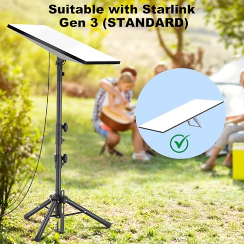 Futrue-Wolker Starlink Mount Gen 3, Starlink Tripod Stand with Mount Adapter, Adjustable Height Starlink Tripod Mount Gen 3, 90° Tilt Angle Adjustment Starlink Antenna Pipe Adapter (Black)