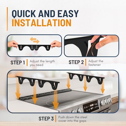 Linda’s Essentials Stainless Steel Stove Gap Covers (2 Pack) Adjustable Length 13.8" to 27.5" Stove Gap Covers Stainless Steel, Steel Adjustable Stove Gap Covers, Counter, Oven & Stove Gap Filler