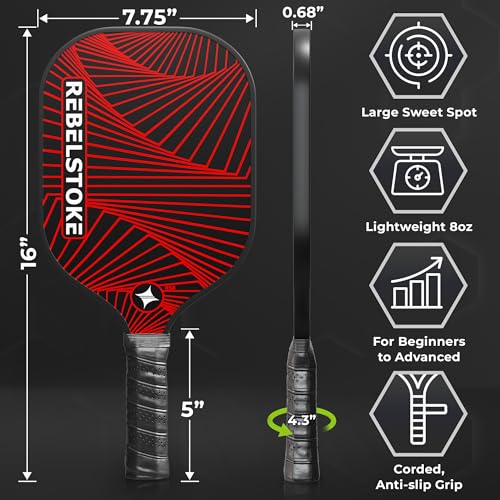 Complete Pickleball Set of 4 with Bag, Pickle Ball Paddle Set of 4, Designed in The USA, Pickleball Racket for Adults Comfort Grip, Indoor Outdoor Pickle Ball Kit, Pickleball Paddles 4 Pack