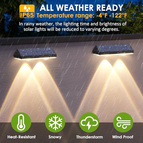 LIANGLOME Solar Fence Lights Outdoor - 2700/4000/6000K 3 Mode, Waterproof LED, Fence Light Solar Powered for Outside, Backyard/Railing/Step/Patio/Wall and Home Improvement(8 Pack)