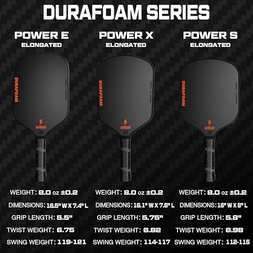 Srikel DuraFoam Pickleball Paddle – T700 Carbon Fiber Professional Pickleball Paddle,100% Foam Core Racket for Consistent Shots,Power & Control,Power X Hybrid Shape,Black